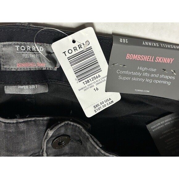 NEW Torrid Womens Size 16 Bombshell Black Stripe High Rise Stretch Skinny Jeans - Picture 8 of 9